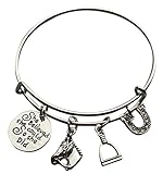 Infinity Collection Equestrian Horse Lover She Believed She Could So She Did Charm Bangle Bracelet, Horse Jewelry, for Women and Girls