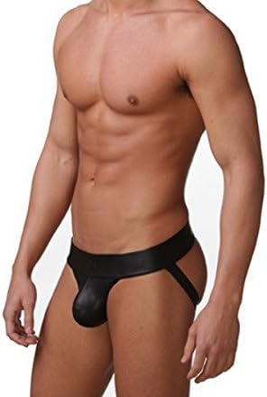 Faux Leather Sexy G-string Thongs Jock Strap Butt-lifting T-back Underwear (S)