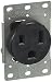 Leviton 5374-S00 50 Amp, 250 Volt, Flush Mounting Receptacle, Straight Blade, Industrial Grade, Grounding, Black, pack of 1