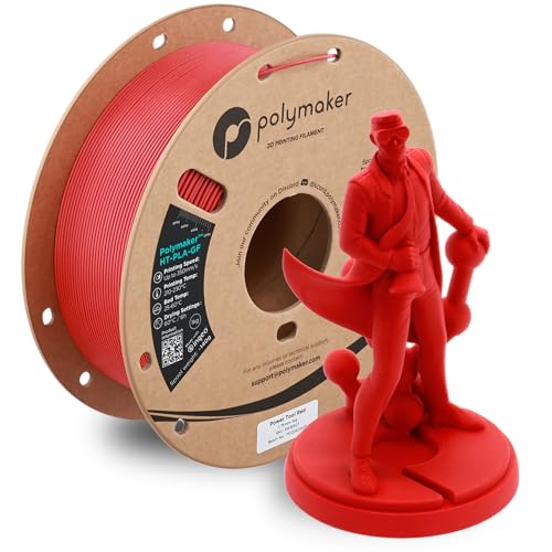 Polymaker HT-PLA-GF Filament 1.75mm Power Tool Red, High Temp PLA for 3D Printing, Heat Resistant to 130°C, Easy to Print, Easy to Anneal, Works with Most FDM Printers, 1kg Spool