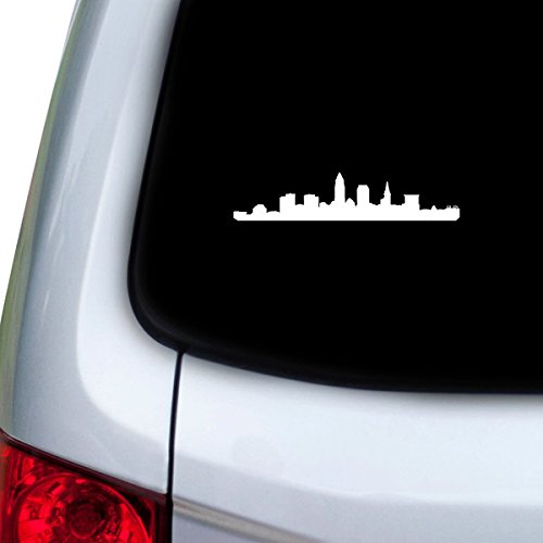 StickAny Car and Auto Decal Series Cleveland Skyline Sticker for Windows, Doors, Hoods (White)