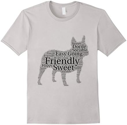 Mens Bulldog Word Cloud T-Shirt Medium Silver
