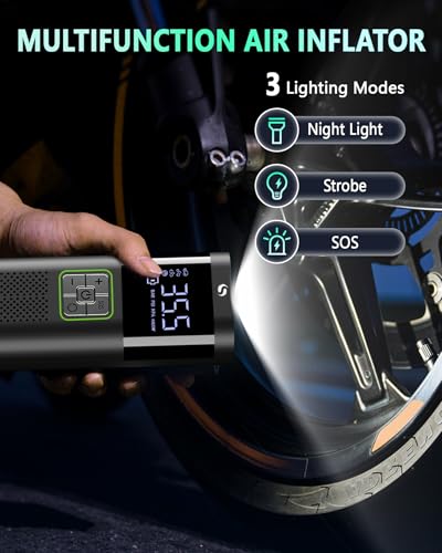 SERVOMASTER Compresseur à Air Portatif, Gonfleur Pneus Voiture sans Fil avec Jauge, Inflation Rapide, Arrêt Automatique, pour Voiture, Vélos et Motos, Pompe à vélo électrique 150 psi