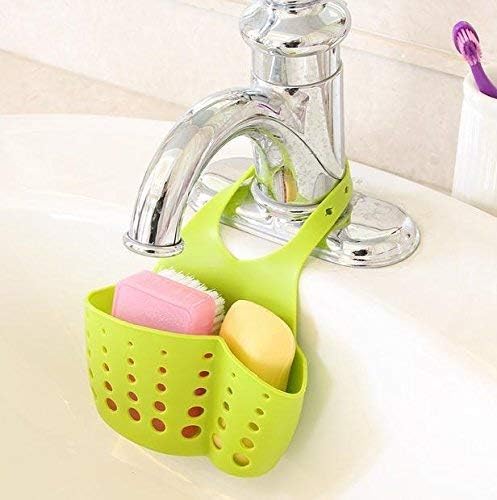 EKRON Kitchen Bathroom Sponge Soap Water Draining Hanging Plastic Holder Organizer (Standard Size, Random Colour)