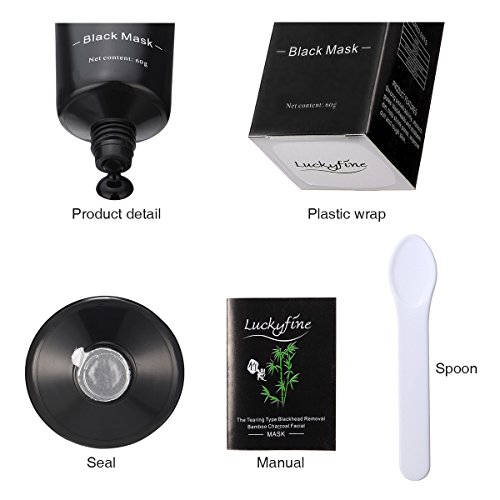 Blackhead Mask, LuckyFine - Blackhead Removal Facial Mask, Deep Cleansing Purifying Whitening Mud Mask, Black Peel-off Mask - Thumbnail 7