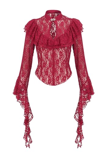 Women Victorian Blouse Vintage Gothic Vampire Pirate Tops Costumes Shirt at Amazon