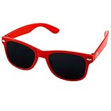 Kids Sunglasses, Retro Wayfarer Shades For Children With Full UV Ray Protection, Unisex -Red- By Optix 55