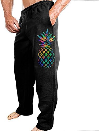 HLQUNIDE Men's Watercolor Pineapple Jogger Pants Workout Athletic Joggers Pants