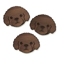 PAZO, Teddy Bear Poodle Hand Made Wooden Self Adhesive Wall Hooks (3 PCS)