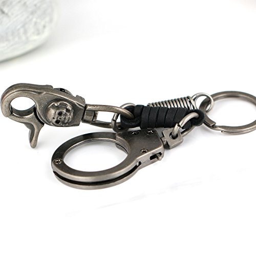 Maycom Retro Style Skull Lobster Clasp Handcuffs Pants Buckle Keychain Key Chain Ring Keyring Keyfob Key Fob Holder