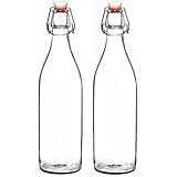 Set of 2-33.75 Oz Giara Glass Bottle with Stopper, Swing Top Bottles for Oil, Vinegar, Beverages, Beer, Water, Kombucha, Kefir, Soda, By California Home Goods