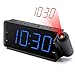 DreamSky Projection Alarm Clock Radio with USB Charging Port & FM Radio 10 Preset Stations, 2 Inches Large Blue Led Number with Dimmer, Snooze, Sleep Timer,12H Display, Plug in Clock for Bedroom
