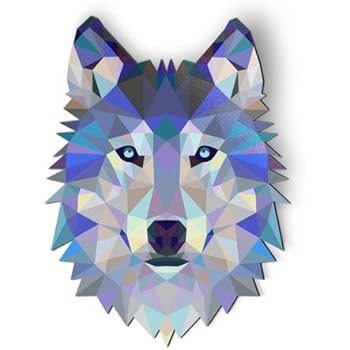Wolf Modern Art Triangles - Magnet - Car Fridge Locker - Select Size