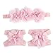 Tenworld Baby Infants Girls Foot Flower Barefoot Sandals + Headband Set Hot (Pink)