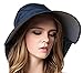 Bienvenu Women's Sun Protective Wide Brim Sunscreen Visor Holiday Sunhat, Navy