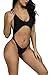 Viottiset Women's Cut-Out Thong One-Piece Monokini Swimsuit Black Bathing Suit Backless Bandage Small