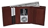 Boys Slim Compact Id and Coin Pocket Bifold Wallet Burgundy
