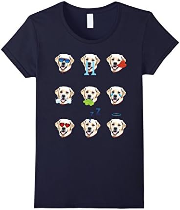 Womens YELLOW LABRADOR Dog Nine Emotions Face Funny T-Shirt Gift 2 Small Navy
