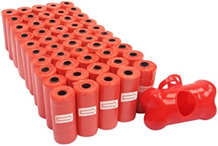 HBuir 750 Dog Poop Bags with Dispenser Refill and Leash Clip ,Red