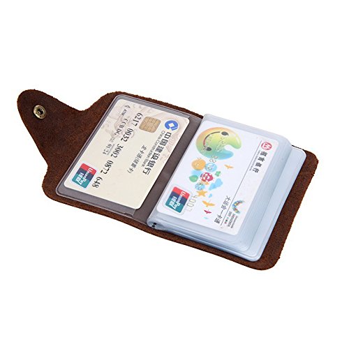 Vintage Leather Credit Card Holder Wallet,UBaymax 26 Slots Crazy Horse Leather Cards Book Case Brown