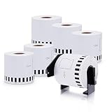 MarkDomain Compatible Label Roll Replacement for Brother DK-2205 White Continuous 2.4in x 100ft (62mm x 30.4m) Paper with One Refillable Cartridge for QL 500 570 700 710W 720NW 1060N Printer(6 Rolls)