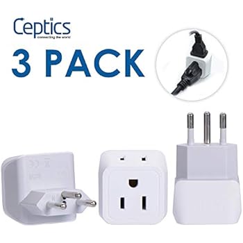 Switzerland Travel Adapter Plug by Ceptics with Dual USA Input - Power - Type J (3 Pack) - Ultra Compact - Safe Grounded Perfect for Cell Phones, Laptops, Camera Chargers and More (CT-11A)