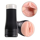 Pocket Pussy Male Masturbator Cup Vagina Stroker Waterproof, SHEQU Realistic Silicone Virgin Sex Doll Vaginal Men Masturbation Relax Massager(Black)