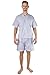 Men's Woven Pajama V-Neck Sleepwear Short Sleeve Shorts and Top Set, Sizes S/4XL - Blue Navy Striped - Large