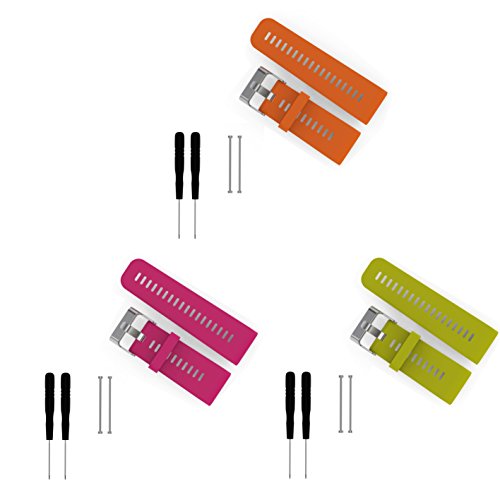 Garmin Vivoactive HR bands/Newest Replacement Silicone Bands for Garmin Vivoactive HR (No Tracker, Replacement Bands Only) (Orange+lime+rose red)