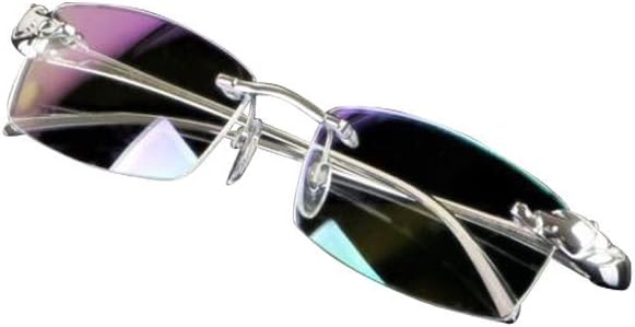 Luxury Pure Titanium LEOPARD HEAD BRAND Rimless Silver Eyeglass Frame Spectacles
