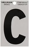 The Hillman Group 840802 3-Inch Letter C Reflective Square-Cut Mylar, Black on Silver
