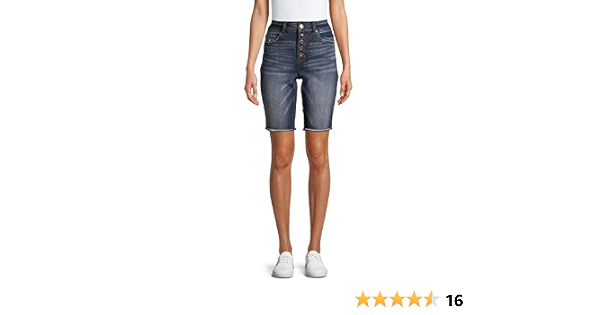 Frayed Hem High-Rise Bermuda Shorts 