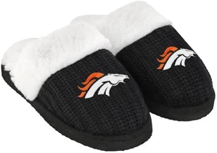 Amazon.com : NFL 2012 Womens High End Open Back Knit Slippers - Faux Fur Lined (Denver Broncos 
