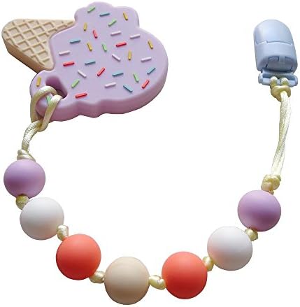 Pacifier for Baby- Funny Pacifiers + Ice Cream Teether-Best Pacifiers, The Pacifier for Christmas and Holloween (Purple)