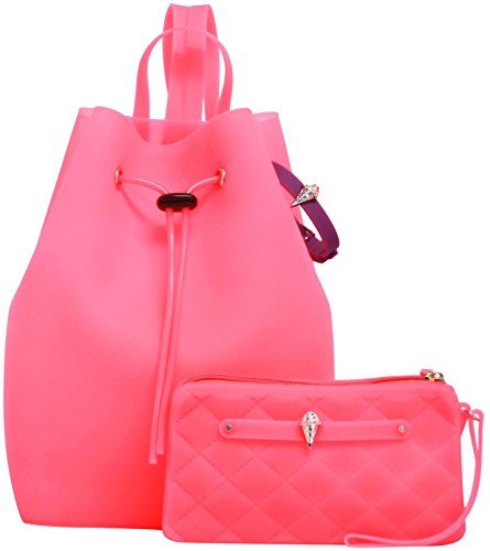 Yummy Gummy Yummy Gummy Gummy Wristlet & Bucket Backpack With Jewel, Hot Pink, One Size