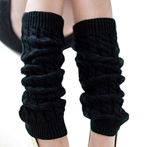 ieasysexy Women Ladies Winter Fashion Leg Warmers Stocking Knit Thick Long Socks Lady Knit Crochet Legging Best Xmas Gift (black)
