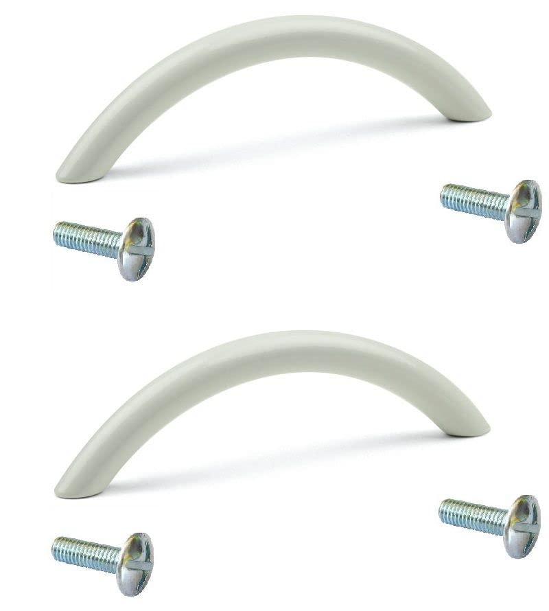 cyclingcolors Furniture Handles 128 mm Steel Glossy White with Screws Metal Kitchen Handles Door H