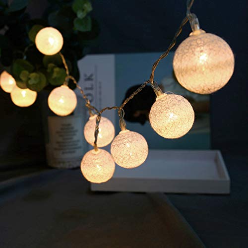 Akabsh Cotton Ball Fairy String Lights 20 LED Cotton Remote Control String Lights Decor String Lamp for Party Home Room
