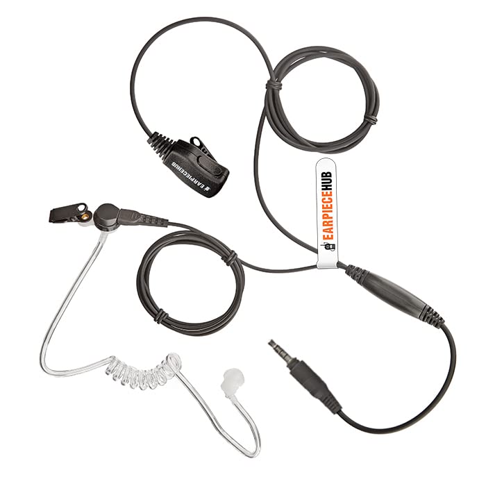 Earpiece Hub Bodyguard Style Covert Radio Earpiece Compatible with Samsung Phone (3.5mm Jack)