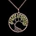 Handmade Family Root Tree of Life Natural Raw Tumbled Semi Precious Peridot Stone Quartz Pendant Necklace Healing Wire Wrapped Gemstone Birth Stone Necklaces Jewelry for Women Mother