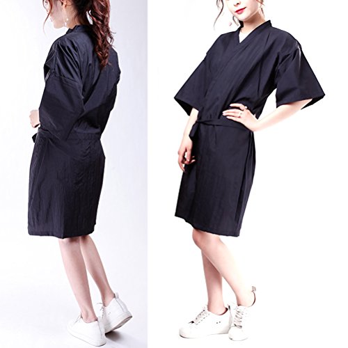 FRCOLOR Black Salon Client Gown Robes Cape Hair Smock Cape for Clients Kimono Style