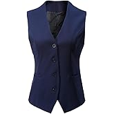 Foucome Women's Formal Regular Fitted Business Dress Suits Button Down Vest Waistcoat