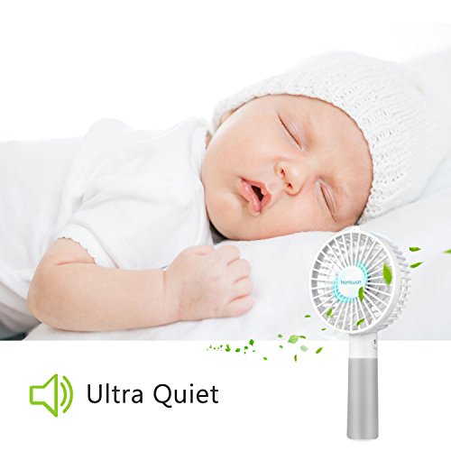Mini Handheld Fan, HAMSWAN Portable Fan, Desk Fan, Personal Mini USB Fan, USB Rechargeable Battery Operated Fan -White - Thumbnail 5