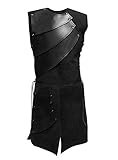 COSFLY Mens Unisex Mid-Long Renaissance Medieval Victorian Waistcoat Vest Costume Split Stage Suit (Black, Large)
