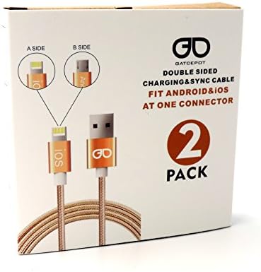 GATCEPOT 2-Pack Braided Double Sided Charging&Sync Cable (Fits Android & iOS At One Connector)