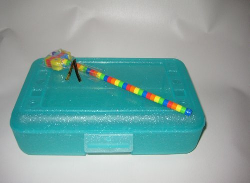 Romanoff Products Pencil Box Lime Sparkle with Rainbow Pencil