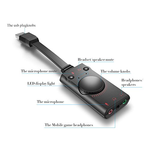 Iuhan USB 2.0 3D Virtual 7.1 Channel Sound Card Adapter Audio Cable For PC Windows