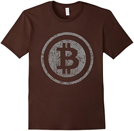 Mens Vintage Bitcoin T-Shirt For Crypto Currency Traders Medium Brown