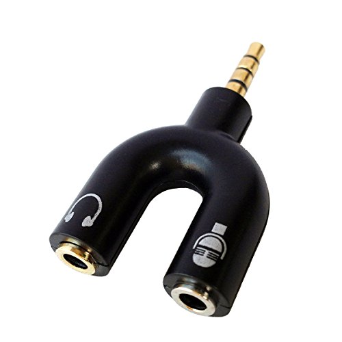 HTTX 3.5mm Stereo Headset Splitter, Y Splitter Audio Adapter 4 position to 2x 3 Pole (One 3.5mm Headphone Jack and One 3.5mm Microphone Port), (2-Pack)