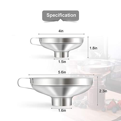 AIEVE Canning Funnel, 2 Pack Canning Supplies for Wide and Regular